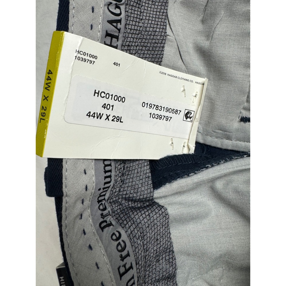 Haggar Iron Free Premium Khaki Classic Fit Navy Stretch Twill Pants 44x29 - Picture 8 of 16